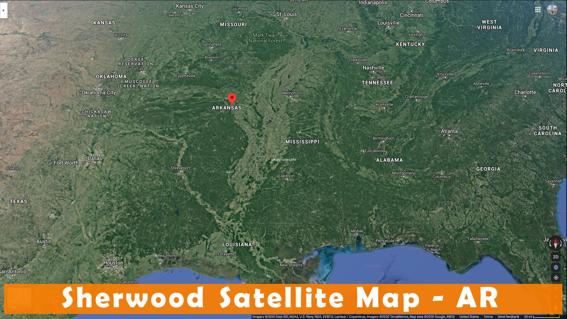 Sherwood Satellite Carte Arkansas